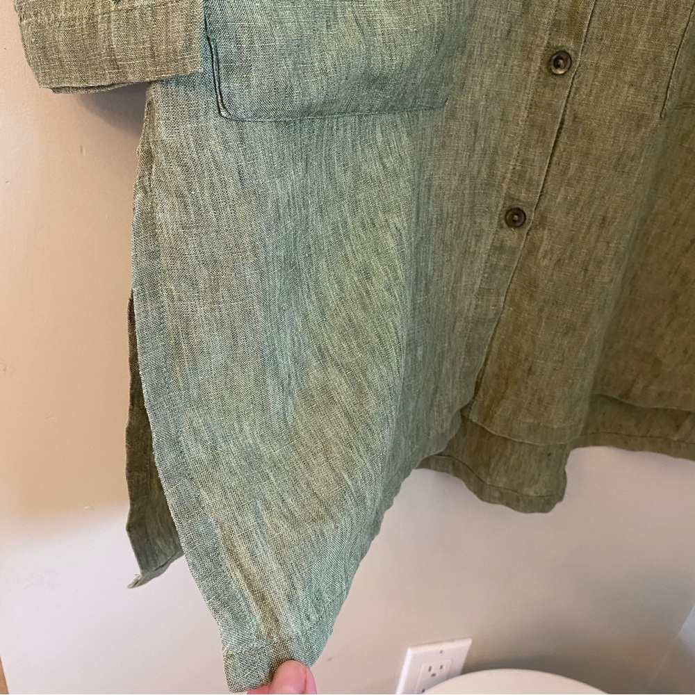 Eileen Fisher Washed Organic Linen Delave Long Shirt XXS Cottagecore Lagenlook - Picture 9 of 13